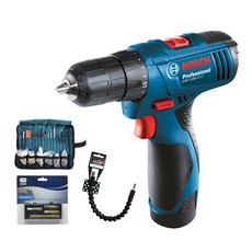 보쉬 10.8V 무선드릴 풀세트 GSR 1080-2LI, 드릴 + 충전기 + 하드케이스  +  두루마리 100p + 플렉시블샤프트 + 볼트 리무버 4p, 1세트