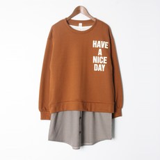 Eomjjang 孕婦印花長袖T恤+圓領哺乳內搭衣套裝