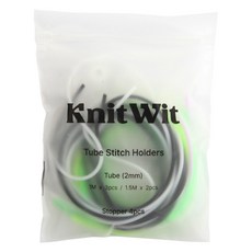 Knitwit 橡膠管針目固定器5種 + 繩線固定器4入組, 白色, 黑色, 淺紫色, 螢光黃, 螢光淺綠(針目固定器), 1套