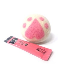 힐링타임 빅 양모볼 장난감 젤리발바닥 7cm + 캣닢가루 NH-0178, 핑크, 1세트