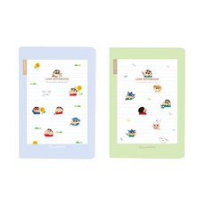 플라잉웨일즈 짱구는못말려 라인중철노트M 버전2 2종 세트, 나의하루, 액션가면, 1세트