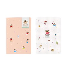 플라잉웨일즈 짱구는못말려 그리드중철노트M 버전2 2종 세트, 목욕해요, 달콤해, 1세트