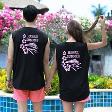 미미앤바비 알로하 썸머 커플 비치웨어 래쉬가드 상의 나시