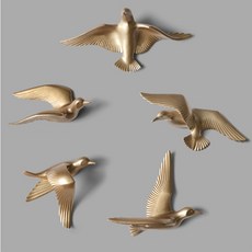 TP 家居裝飾 飛翔鳥壁飾 5件組, 金色