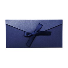 Donna&deco Jane 緞帶裝飾長版彩色信封禮金袋 + 緞帶, 藍色 + 藍色緞帶, 10套