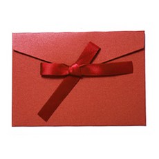 Jane 緞帶裝飾彩色基本信封 + 緞帶, 信封(紅色), 緞帶(紅色), 10套