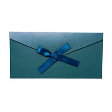 Donna&deco Jane 緞帶裝飾長版彩色信封禮金袋 + 緞帶, 深綠色 + 藍綠色緞帶, 10套