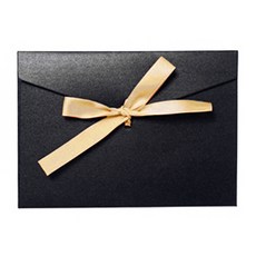Donna&deco Jane 緞帶裝飾彩色基本信封 + 緞帶, 信封(黑色), 緞帶(金色), 10套