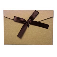 Donna&deco Jane 緞帶裝飾彩色基本信封 + 緞帶, 信封(牛皮紙), 緞帶(深棕色), 10套