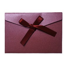 Donna&deco Jane 緞帶裝飾彩色基本信封 + 緞帶, 信封(深粉色), 緞帶(深粉色), 10套