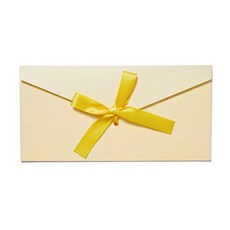 Donna&deco Jane 緞帶裝飾長版彩色信封禮金袋 + 緞帶, 淺黃色 + 黃色緞帶, 10套