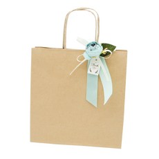 도나앤데코 옵셋쇼핑백 크라프트 5p + 플로럴 thank you 코사지 하늘 5p, 혼합 색상