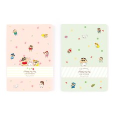 플라잉웨일즈 짱구는못말려 라인중철노트 M ver2 2종 세트, 함께, 흰둥이랑, 1세트