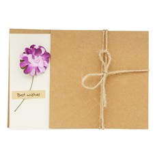 Donna&deco 克洛伊信紙 + 牛皮紙信封 + 紙花裝飾, 紫色, 5套