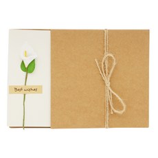 Donna&deco 克蘿伊信紙 + 牛皮紙信封 + 白色迷你海芋花朵裝飾, 白色迷你海芋, 5套