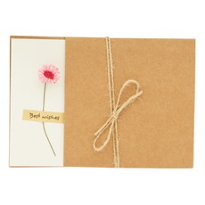 Donna&deco 克洛伊信紙 + 牛皮紙信封 + 迷你雛菊花朵裝飾, 粉紅色, 5套