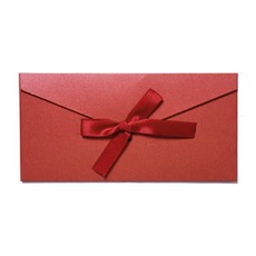 Jane 緞帶裝飾長版彩色信封零用錢信封 10入 + 緞帶 10入, 紅色 + 紅色緞帶, 1套