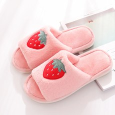 DM I Love Home 水果刺繡女性室內拖鞋, 粉紅色