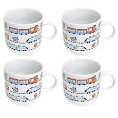 火車印花孩童馬克杯, 混色, 4入