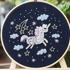ALB 簡易刺繡 DIY 夢境獨角獸 15cm, 1個, 混合顏色
