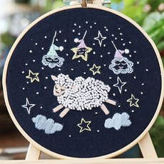 ALB簡易刺繡DIY夢境小羊 15公分, 1個, 混合顏色