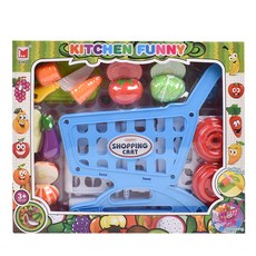 小津玩具蔬菜迷你藍色購物車套組 689B, 混色