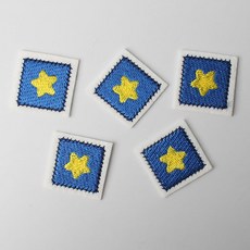 時尚亮點迷你刺繡貼 方形布貼 28 x 28 mm, 星星, 5個