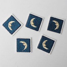 時尚亮點迷你刺繡貼 方形布貼 28 x 28 mm, 月亮, 5個