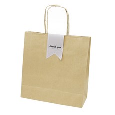 도나앤데코 옵셋쇼핑백 크라프트 소 사이즈 10p + 분위기있는 땡큐 쇼핑백 포장데코 롱 스티커 그레이 10p, 혼합 색상