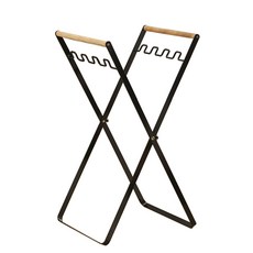 MONACO OLIVE 木質鐵製折疊垃圾架, 黑色的, 1個