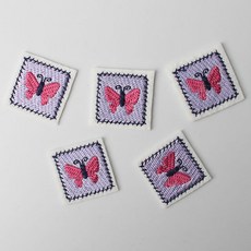 時尚亮點迷你刺繡貼 方形布貼 28 x 28 mm, 蝴蝶, 5個