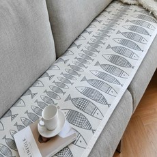 Gaongil 高級魚圖案棉質緹花沙發墊