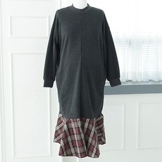 이얀 임산부 체크프릴 지퍼 기모 수유원피스