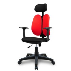 체어빌 스마트회전 B형 블랙 사무용의자, 인조가죽 레드