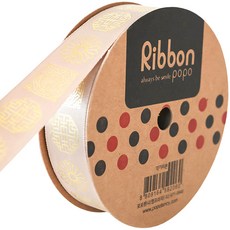 POPO FANCY 韓式傳統圖案緞帶, 米色, 22.8m