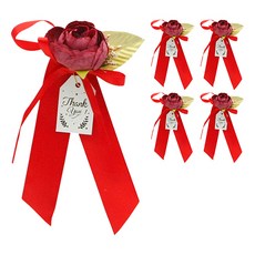 Donna&deco 花卉thank you禮物包裝花朵裝飾胸花, 紅色, 5入