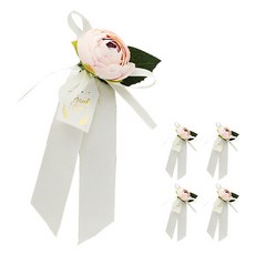 花卉 thank you 禮物包裝 花朵裝飾 胸花, 杏色, 5入