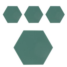 에이드엘 AL 헥사곤 실리콘 컵받침, 카키, 109 x 103 x 2 mm, 4개