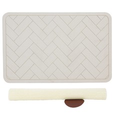 KOXINA 高級人字形矽藻土浴墊 L + 防滑墊, 灰色的, 1套