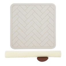 KOXINA 優質人字紋珪藻土方型浴室踏墊 39*39*0.9cm+防滑墊, 灰色, 1組