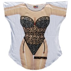 FantasyCoverups 블랙 란제리 커버업 티셔츠