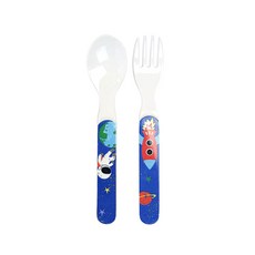 진저 유아 디자인 포크 수저 소, 우주로켓, 1개, 숟가락+포크