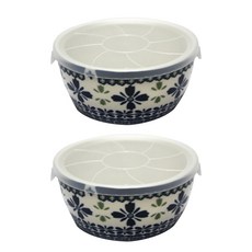 含蓋陶瓷保鮮碗組, 保鮮碗 L 藍色 2個, 1組
