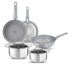 테팔 인덕션 5종 프라이팬 냄비세트, 혼합 색상, 프리저브 후라이팬 24cm + 28cm + 웍28cm + 인튜이션 냄비 양수 20cm + 24cm