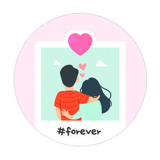 Dona&Deco 浪漫情侶回憶拍立得 5cm 圓形貼紙, 60入, 混合顏色