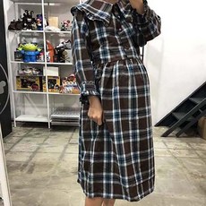 최신마미 임산부 체크 세라 수유원피스