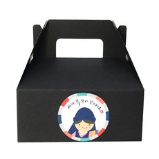 黃氏便當 手提盒 黑色 小 10入 + 新年快樂 韓服少年貼紙 10入, 1套