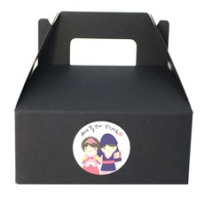 黃家便當 手提盒 黑色 小 20入 + 新年快樂貼紙 男孩女孩 20入, 混合顏色, 1套