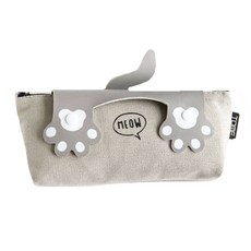 토디아 냐옹 발바닥 파우치형 필통, 그레이, 1개