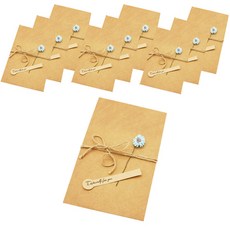 Dona&Deco Erica牛皮紙信封 L+花朵裝飾, 迷你雛菊天空, 10套